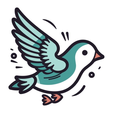 Hand drawn doodle sketch of a flying bird. Vector illustration.