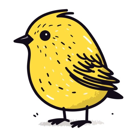 cute little yellow bird cartoon vector illustration hand drawn s