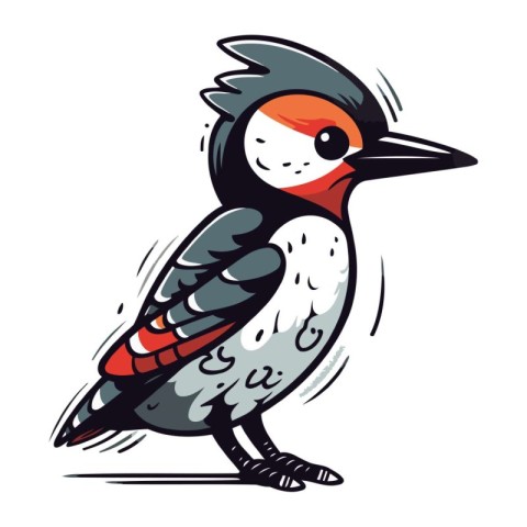 Cute woodpecker. Hand drawn vector illustration isolated on whit