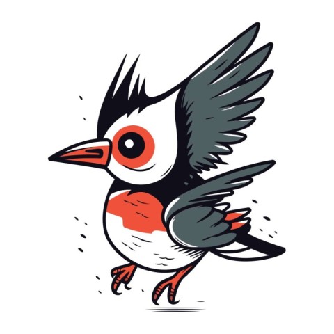 Cute hand drawn vector illustration of a woodpecker bird.