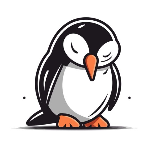 Cute penguin cartoon vector illustration isolated on a white bac