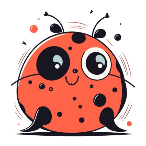 Cute cartoon ladybug. Vector illustration isolated on white back