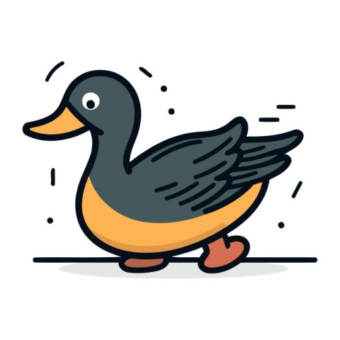 Duck cartoon doodle icon. vector illustration. Flat design style