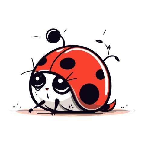 Cute cartoon ladybug on a white background. Vector illustration.