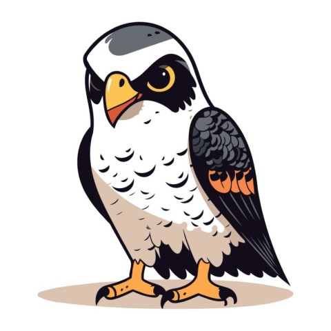 Vector illustration of a hawk on a white background. Side view.