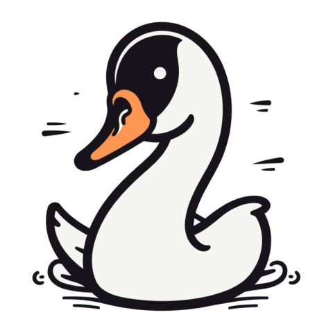 illustration of a swan swimming on a white background. vector il