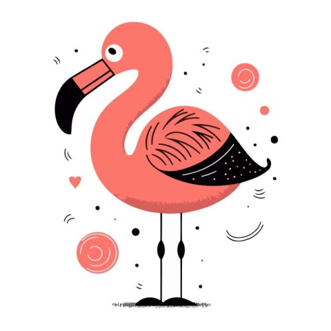 Flamingo on white background. Vector illustration in flat style.