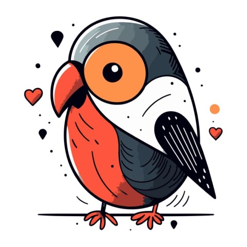 Vector illustration of cute cartoon parrot. Hand drawn doodle st