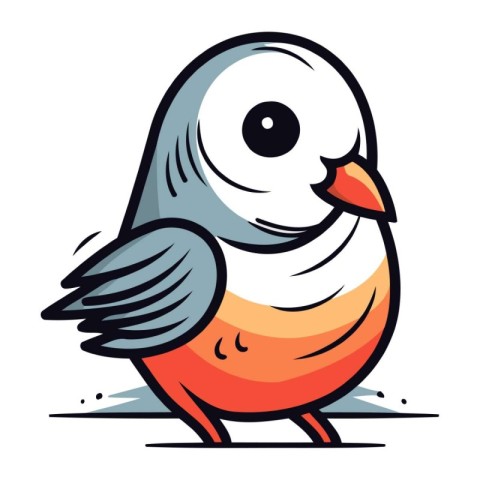 Vector illustration of a cute cartoon little bird. isolated on w