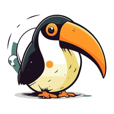 Cute cartoon toucan. Vector illustration isolated on white backg