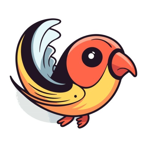 Illustration of a cute cartoon bullfinch. Vector illustration.