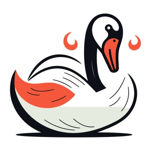 Vector illustration of a stylized swan on a white background.