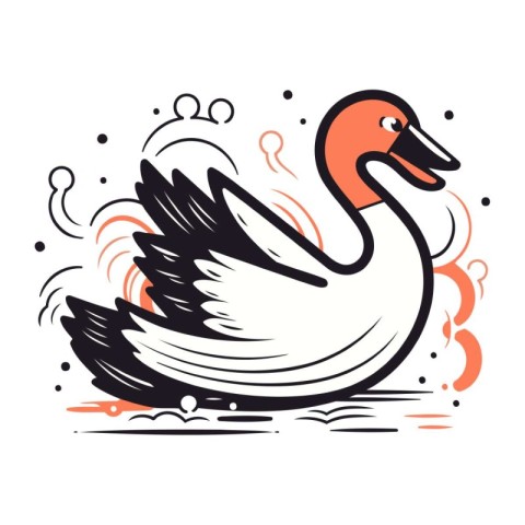 Vector illustration of a swan. Hand drawn doodle.