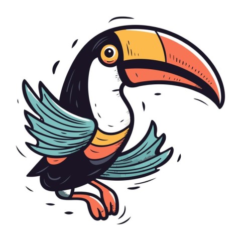 Toucan vector illustration. Hand drawn toucan icon isolated on w