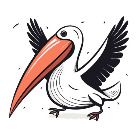 Pelican vector icon. Hand drawn illustration of pelican vector i