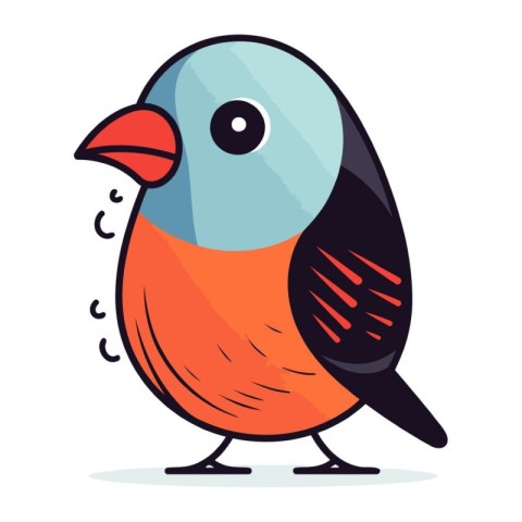 Bullfinch vector illustration. Cute cartoon bullfinch.