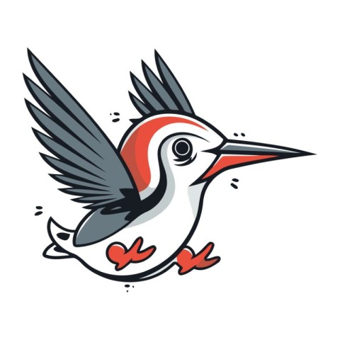 Red backed Woodpecker vector icon isolated on white background.