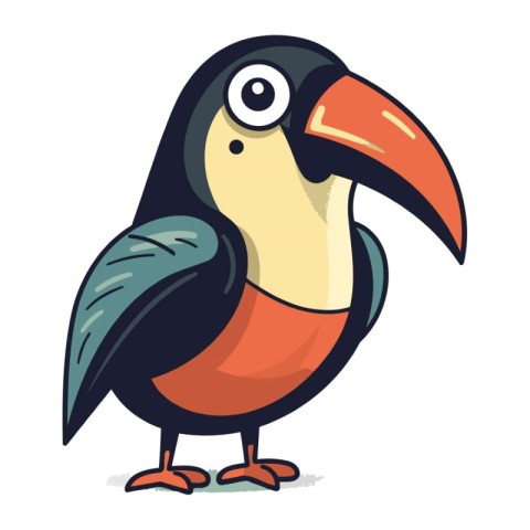 Cute cartoon toucan. Vector illustration isolated on white backg