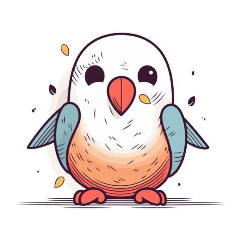 Cute cartoon parrot. Vector illustration. Isolated on white back