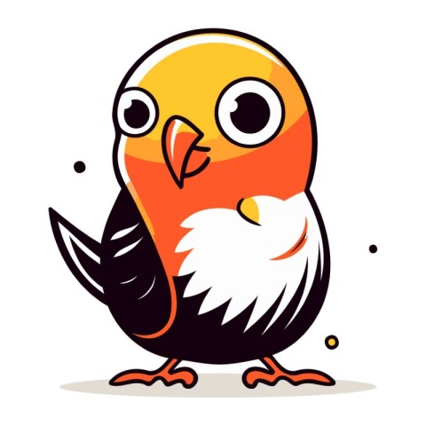 Cute cartoon bird. Vector illustration. Isolated on white backgr