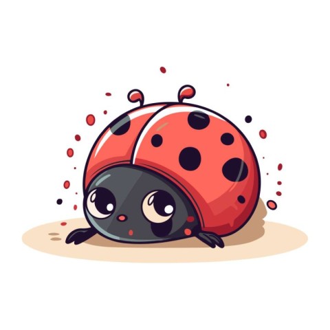 Cute cartoon ladybug character vector Illustration on a white ba