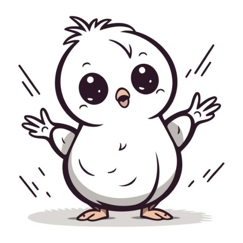 Illustration of a Cute Baby Chick Waving His Hands.