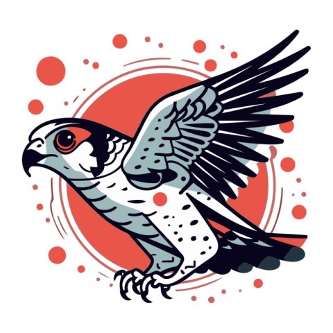 Eagle. Vector illustration of a hawk on a red background.