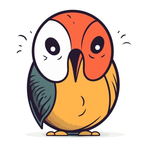 Cute little bird. Vector illustration in cartoon style on white