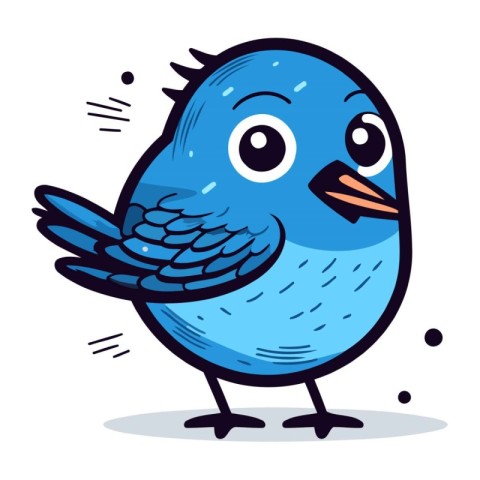 Cute blue bird. Vector illustration. Isolated on white backgroun