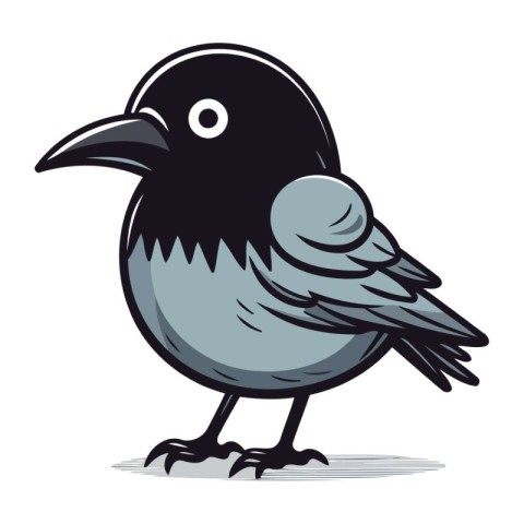 Crow isolated on a white background. Vector illustration in cart