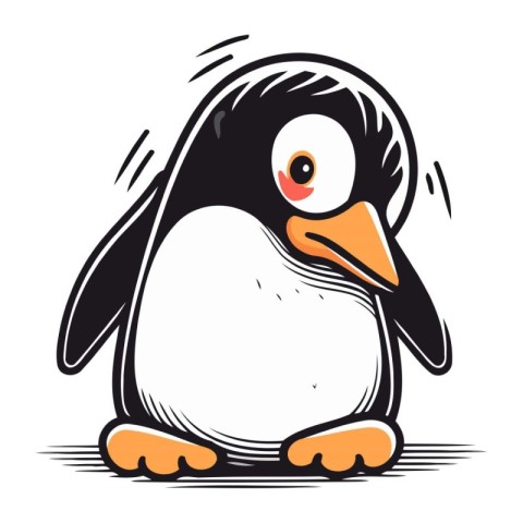 Cartoon penguin isolated on a white background. Vector illustrat