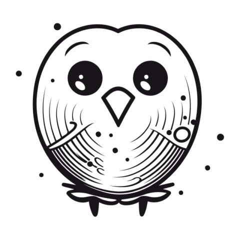 Owl black and white vector illustration isolated on a white back