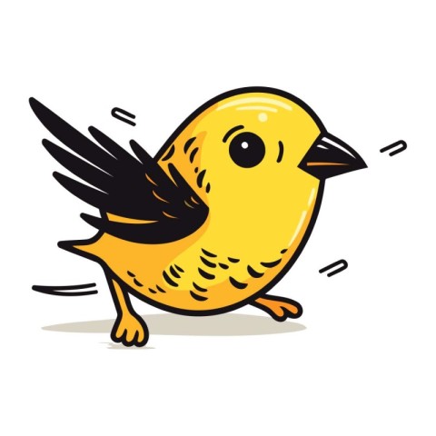 Cute little bird cartoon vector illustration. Hand drawn little