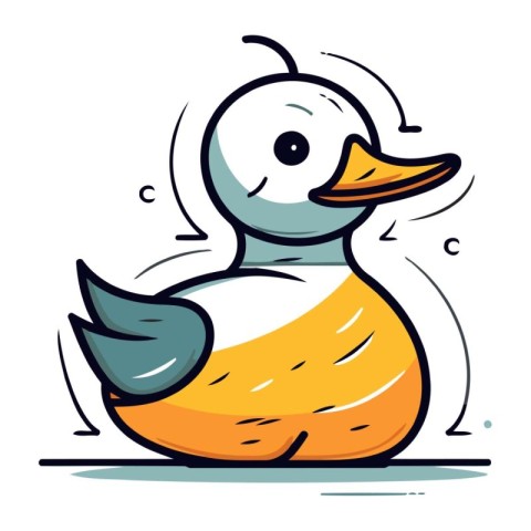 Cartoon funny duck. Vector illustration. Isolated on white backg