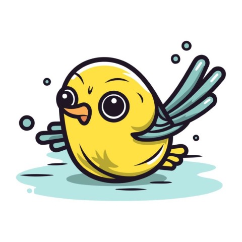 Cute little yellow bird. Vector illustration. Isolated on white