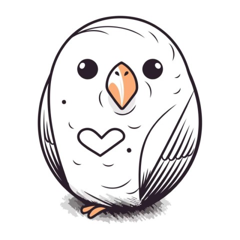 Illustration of a cute white owl with a heart in its beak