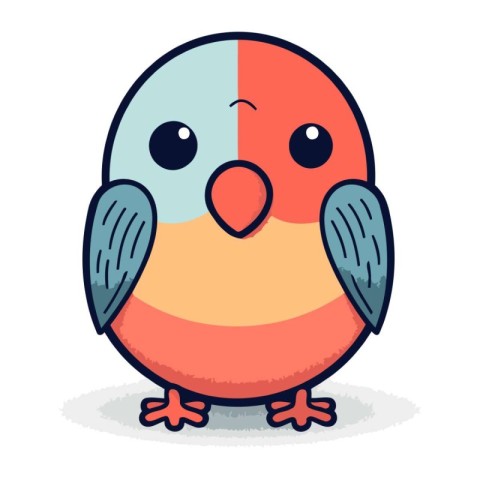 Cute cartoon parrot on white background. Vector Illustration.