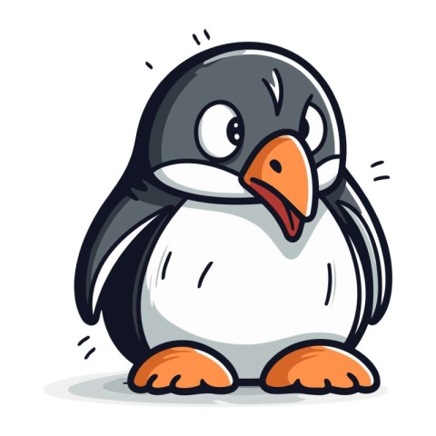 Penguin vector illustration. Cute cartoon penguin character.