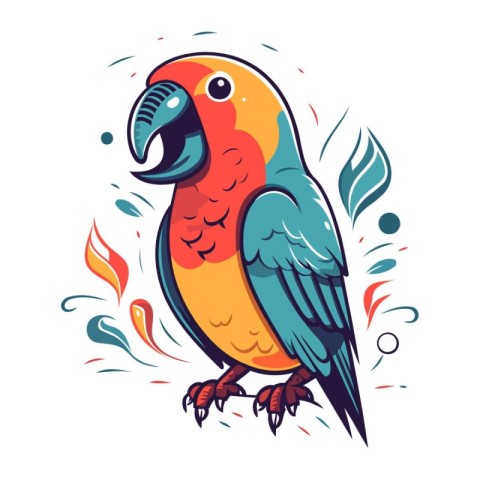 Colorful parrot on a white background. Vector illustration in ca