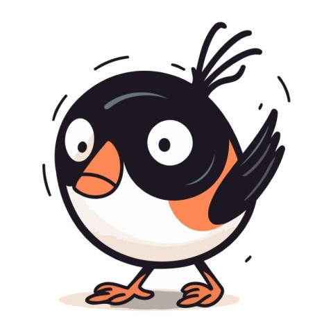 Cute cartoon little penguin. Vector illustration on white backgr