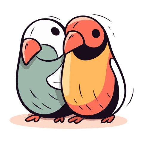 Cute couple of parrots. Vector illustration in cartoon style.