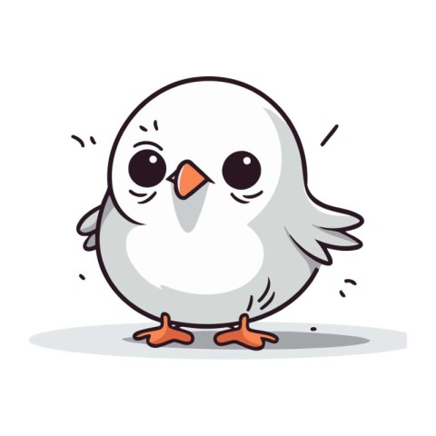 Cute cartoon bird. Vector illustration isolated on a white backg