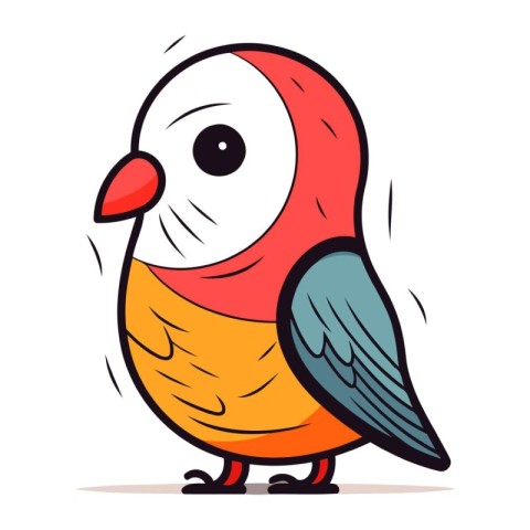 Colorful vector illustration of cute cartoon bird. Isolated on w