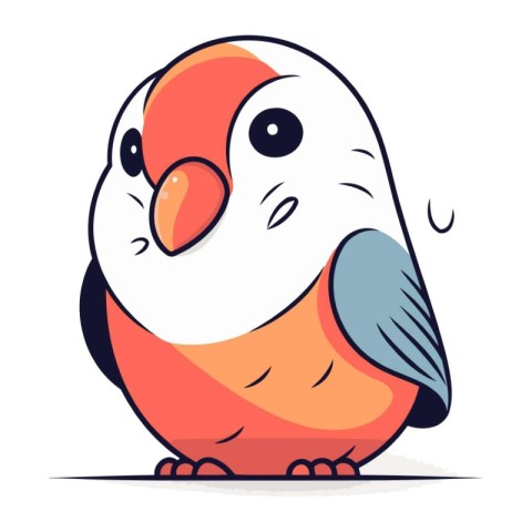 Vector illustration of cute cartoon parrot. Isolated on white ba