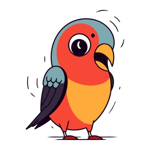 Vector illustration of cute cartoon parrot. Isolated on white ba