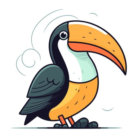 Cartoon toucan. Vector illustration isolated on a white backgrou