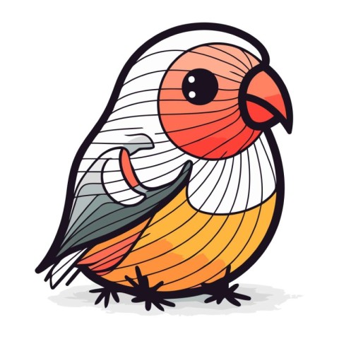 Illustration of a cute bird on a white background. Vector illust