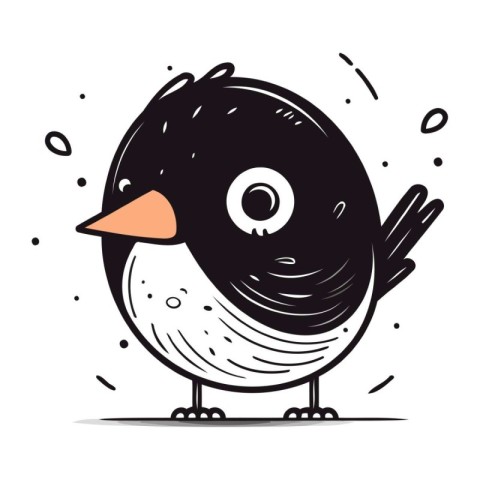 Cute little bird. Hand drawn vector illustration in cartoon styl