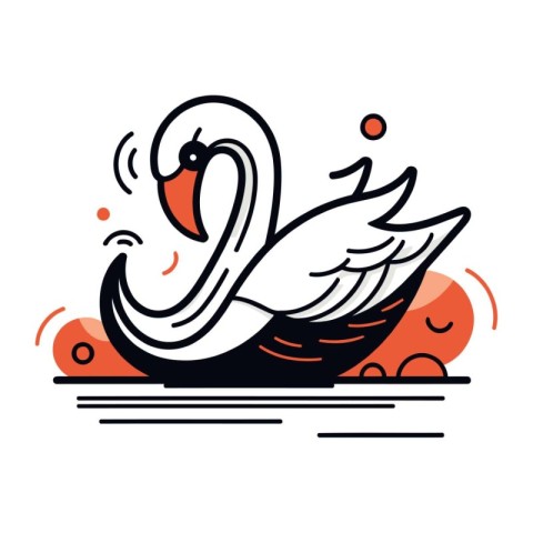 Vector illustration of swan. Line art design for web and print.