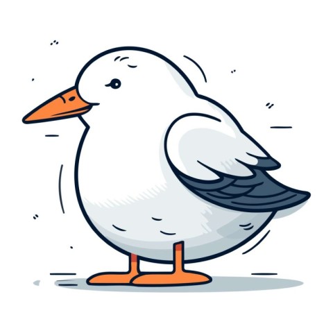 Cartoon seagull standing on its hind legs. Vector illustration.